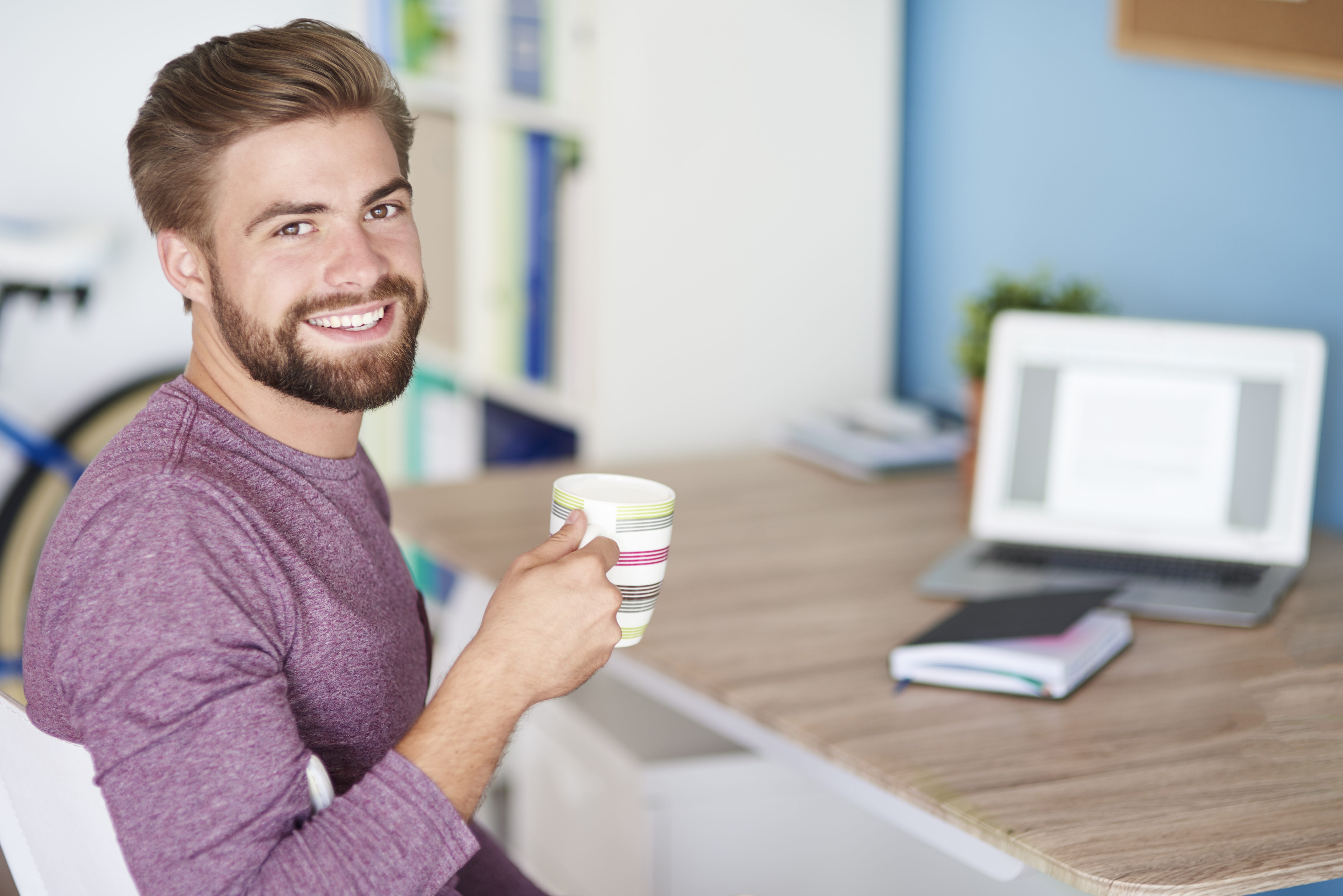 Working at home and drinking good coffee